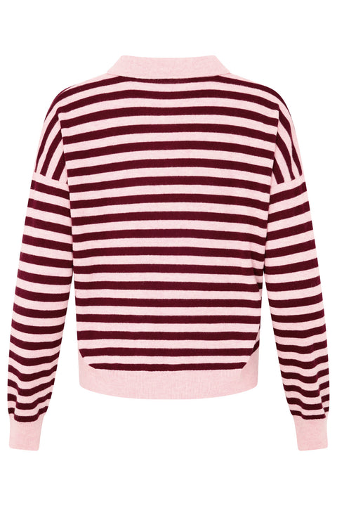 Berry Stripe Wool Polo Knit