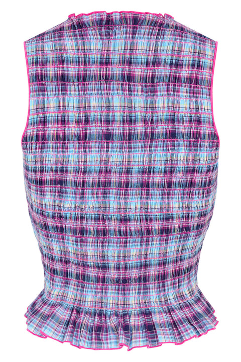 Grape Plaid Ruched Tank