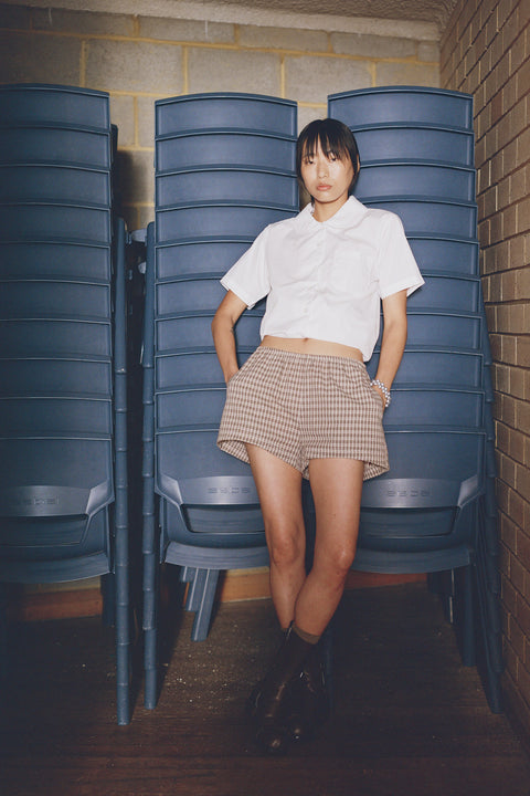 Toast Gingham Mini Shorts