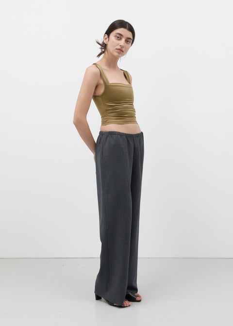Charcoal Elastic Wool Pant