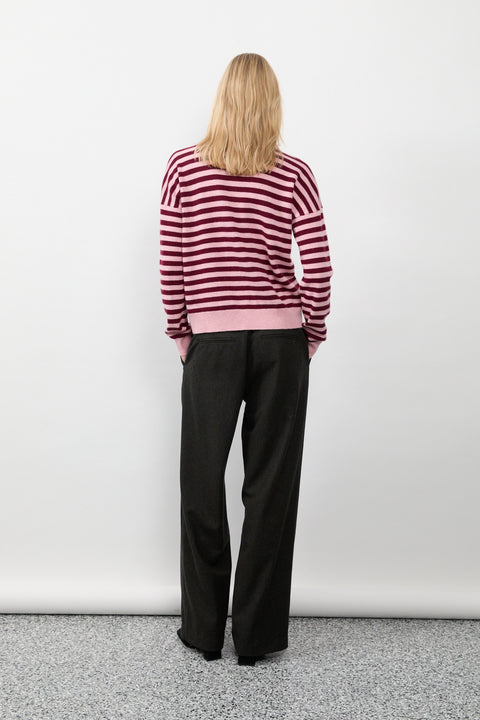Berry Stripe Wool Polo Knit