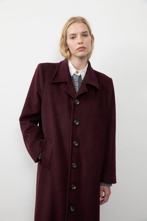 Merlot Long Wool Coat
