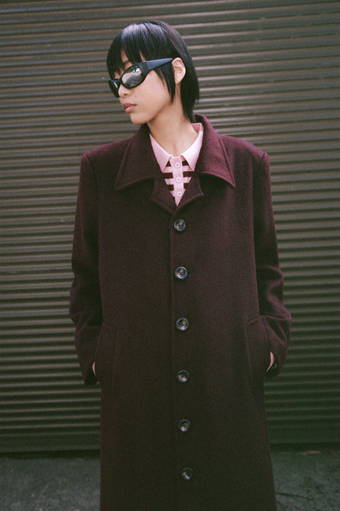 Merlot Long Wool Coat