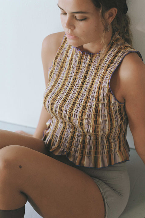 Passionfruit Stripe Ruched Tank
