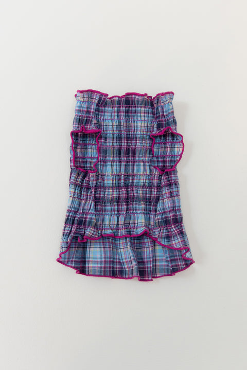 Grape Plaid Ruched Dog Vest