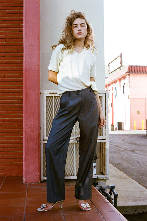 Pinstripe Tailored Wool Pant