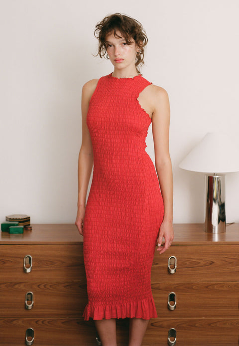 Raspberry Ruched Longline Dress