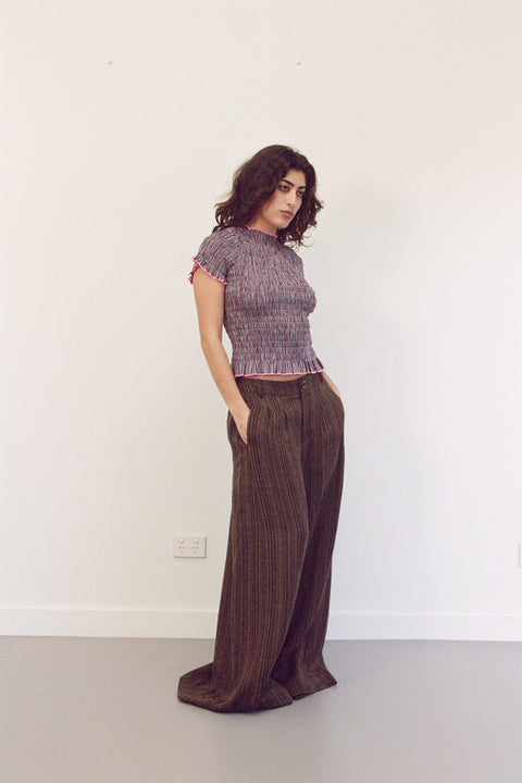 Musk Plaid Ruched Tee