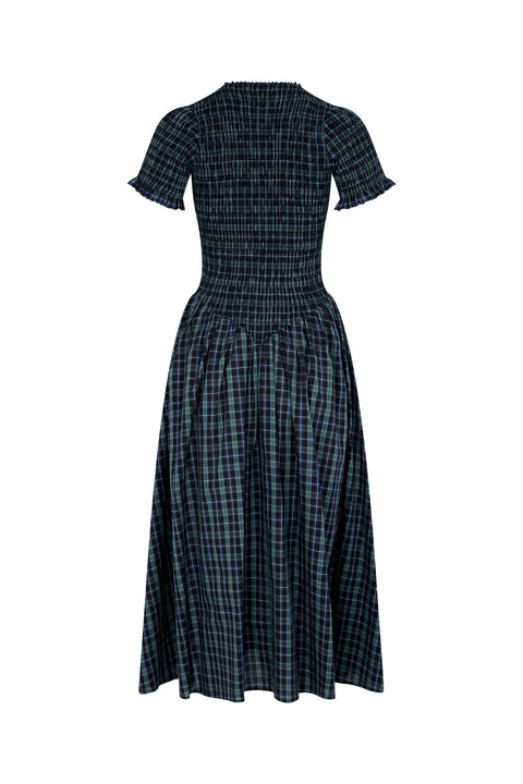 Navy Plaid Button Marta Dress