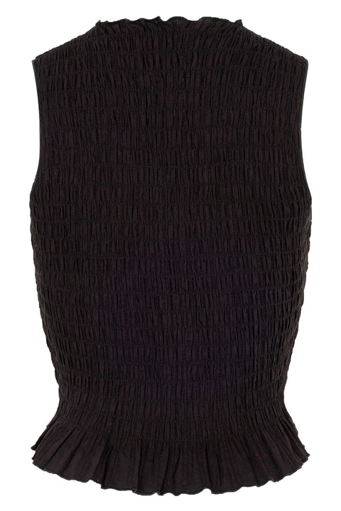 Black Ruched Button Tank