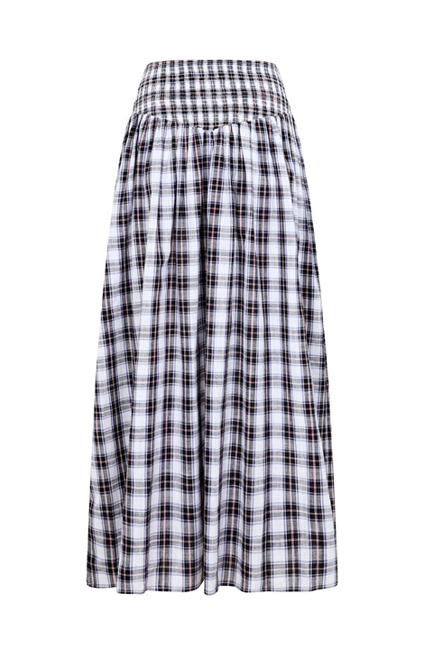 Liquorice Plaid Ruched Skirt