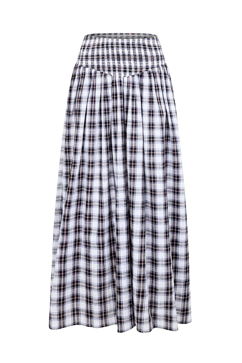 Liquorice Plaid Ruched Skirt