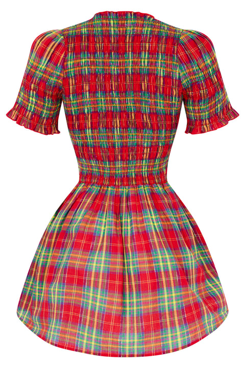 Skittles Plaid Ruched Dress