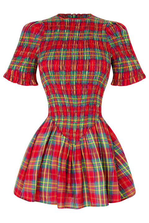 Skittles Plaid Ruched Dress