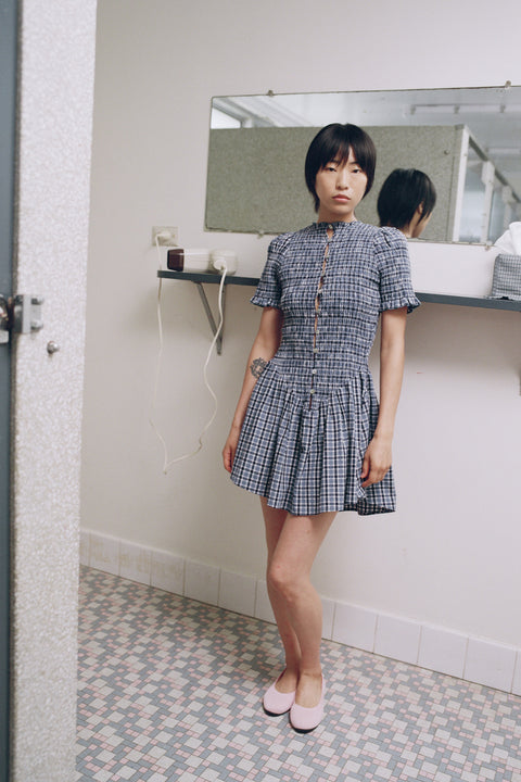 Blue Plaid Button Picnic Dress 2XL