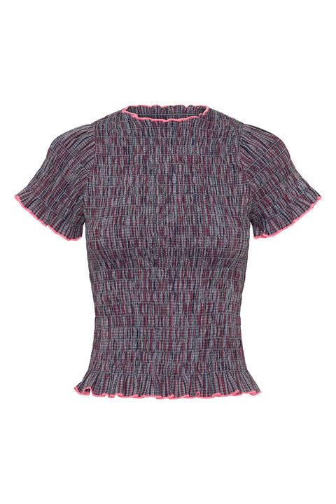 Musk Plaid Ruched Tee