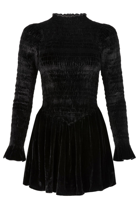 Silk Velvet Ruched Mini Dress