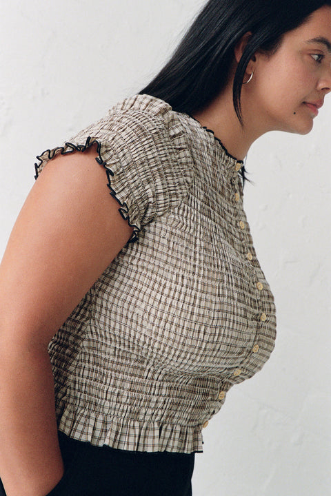 Bamboo Ruched Button Tee