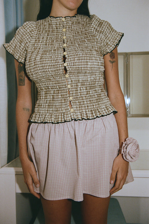 Bamboo Ruched Button Tee