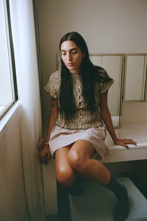 Bamboo Ruched Button Tee