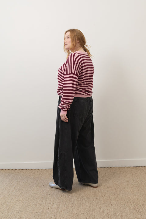 Berry Stripe Wool Polo Knit