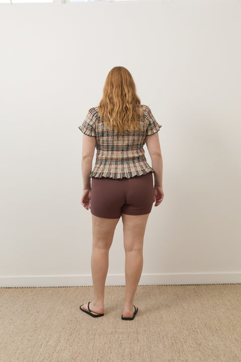 Bertie Plaid Ruched Tee