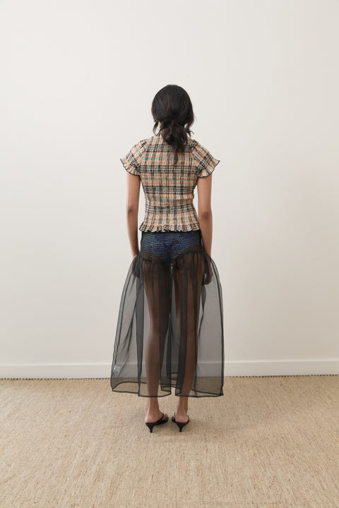 Bertie Plaid Ruched Tee