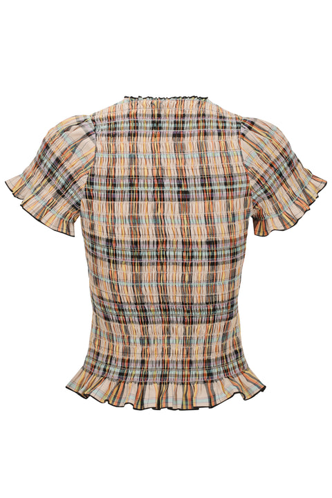 Bertie Plaid Ruched Tee