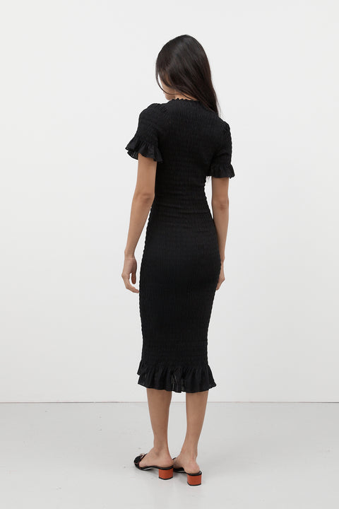 Black Ruched Longline Dress