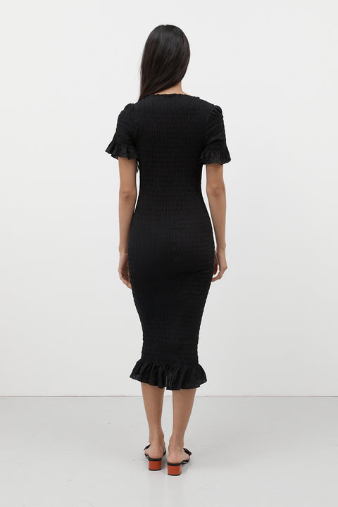 Black Ruched Longline Dress