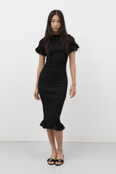 Black Ruched Longline Dress