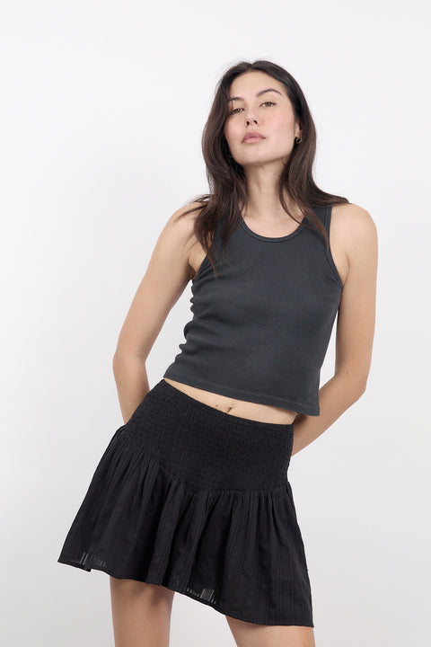 Black Ruched Mini Skirt