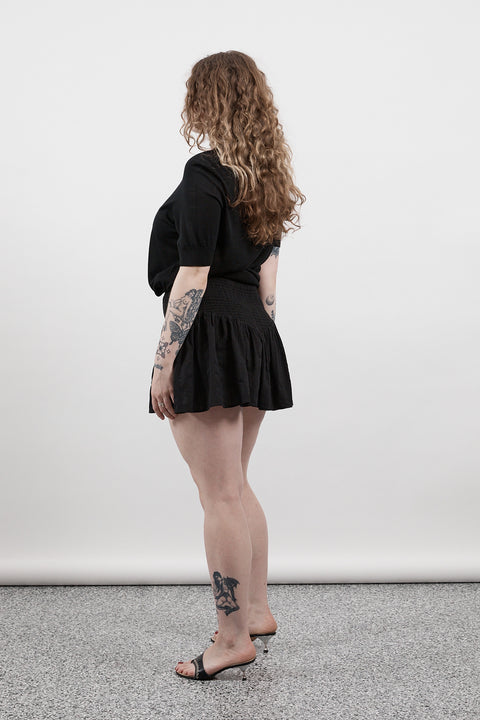 Black Ruched Mini Skirt