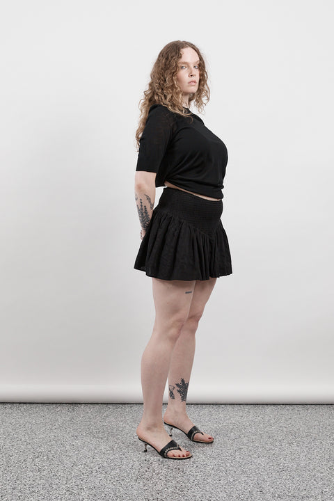Black Ruched Mini Skirt
