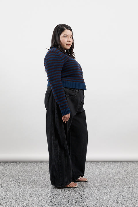 Blackberry Stripe Wool Cardigan