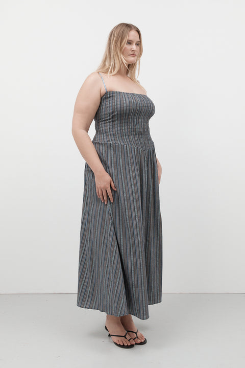 Blue Stripe Maxi Ballerina Dress