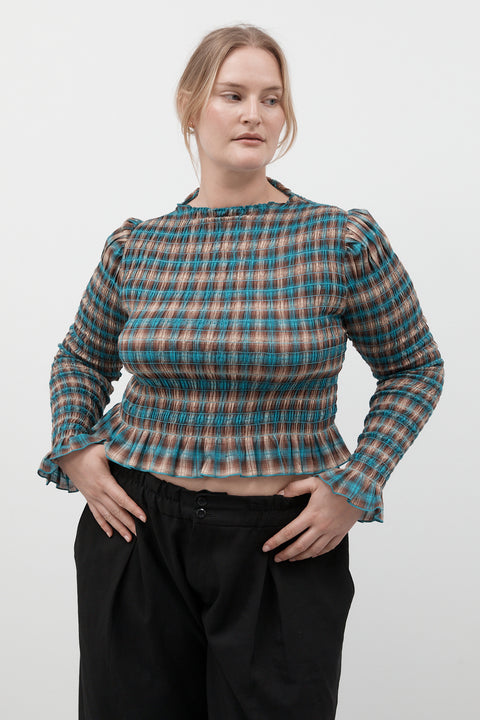 Butterfly Plaid Ruched Skivvy