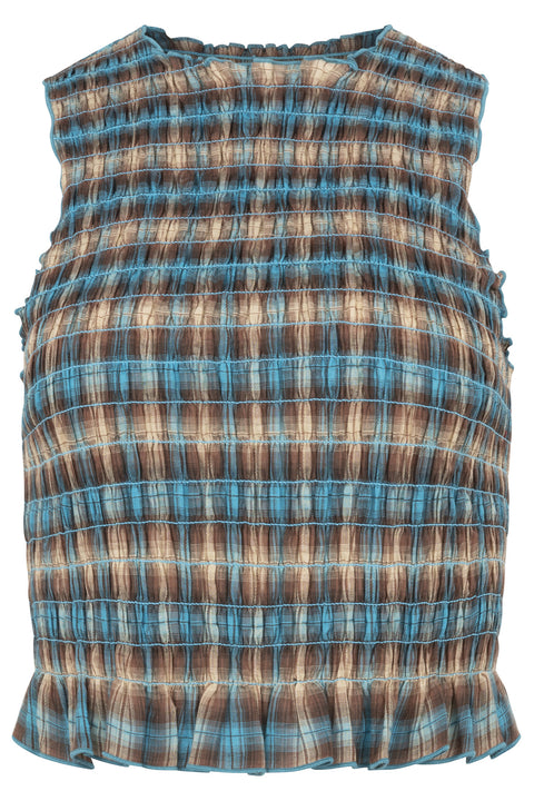 Butterfly Plaid Ruched Tank