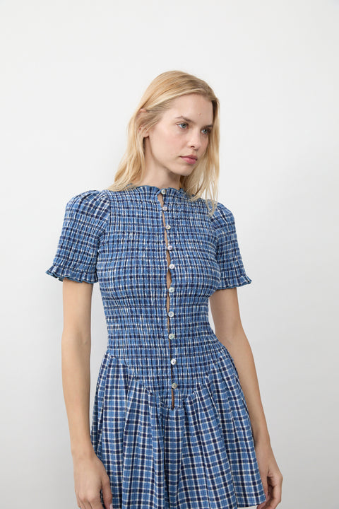 blue dress for baby girl Blue Plaid Button Picnic Dress Aprs Studio blue dress for baby girl Blue Plaid Button Picnic Dress Aprs Studio