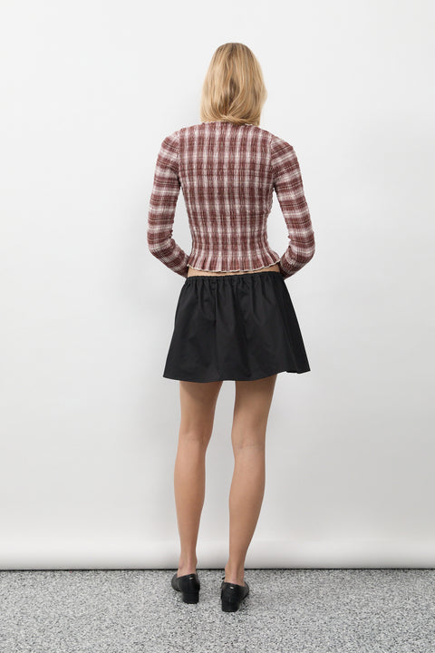 Cacao Plaid Ruched Longsleeve