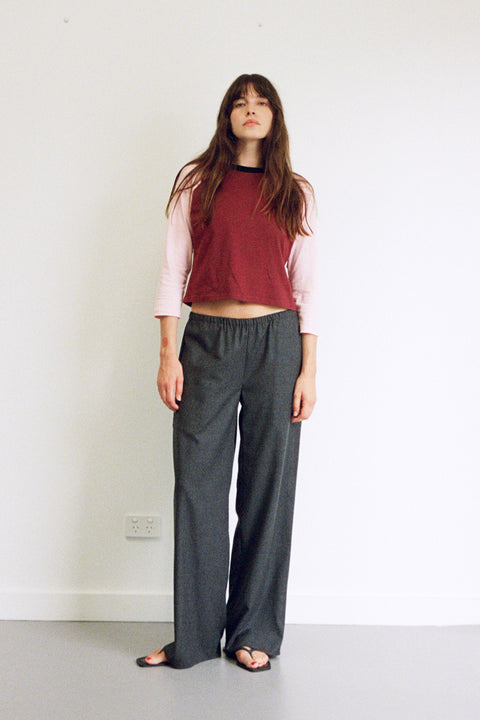 Charcoal Elastic Wool Pant