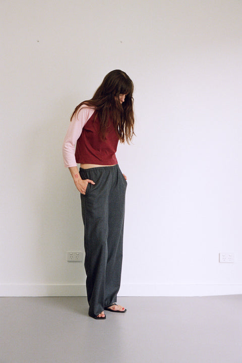Charcoal Elastic Wool Pant