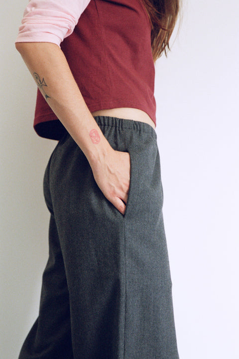 Charcoal Elastic Wool Pant