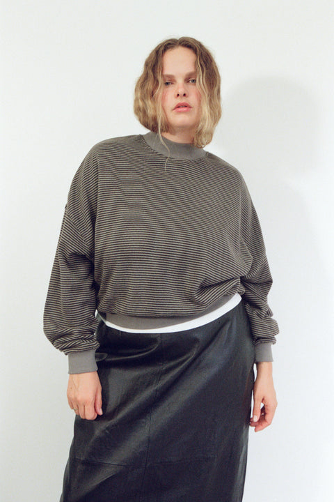 Charcoal Stripe Hemp Crew