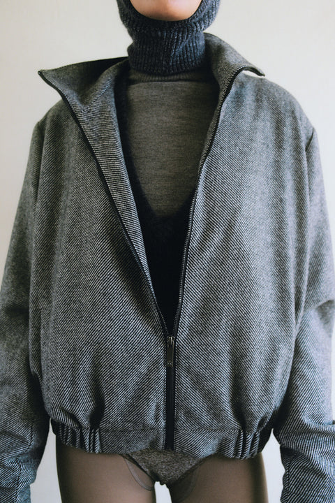 Charcoal Wool Bomber Jacket