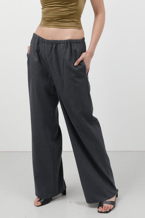 Charcoal Elastic Wool Pant