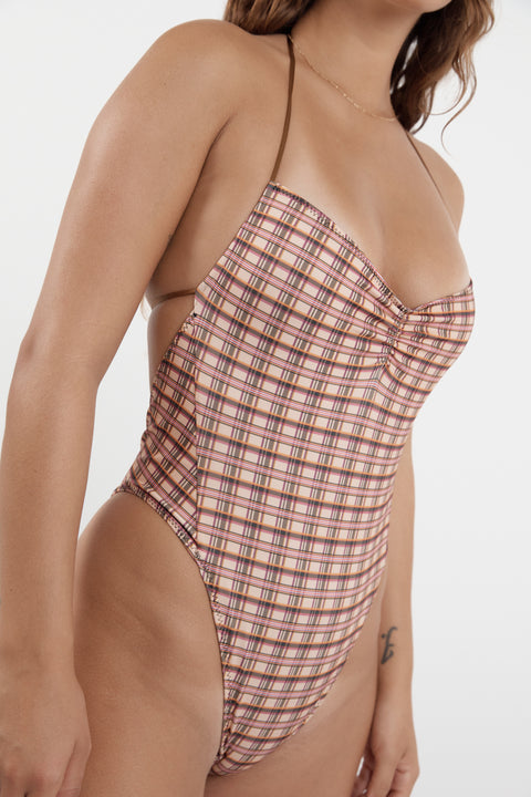 *Pre Order* Peach Plaid Cindy One Piece