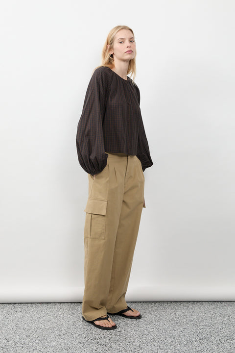 Coffee Plaid Edie Top