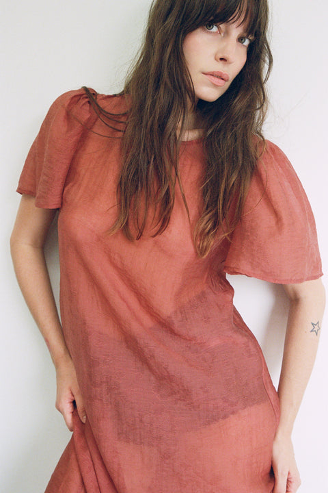 Crimson Garden Jacquard Dress