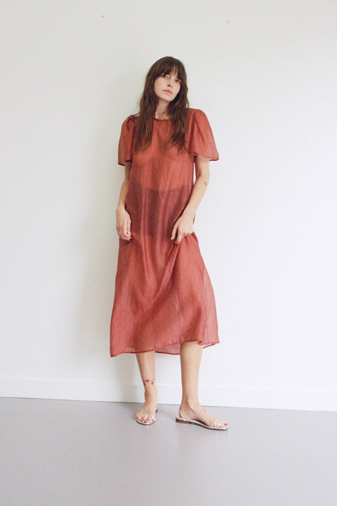 Crimson Garden Jacquard Dress